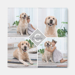 Anpassningsbar Photo Collage Monogram Namn Hund Magnet