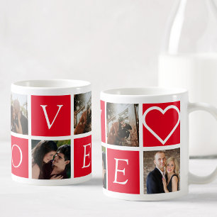 Anpassningsbar Photo Collage Par KÄRLEK Romantic Kaffemugg