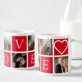 Anpassningsbar Photo Collage Par KÄRLEK Romantic Kaffemugg