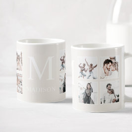 Anpassningsbar Photo Collage Personlig Beige Kaffemugg