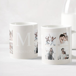 Anpassningsbar Photo Collage Personlig Beige Kaffemugg