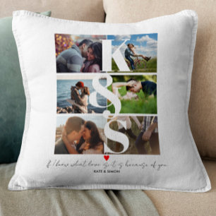Anpassningsbar Photo Collage Personlig Par Gift Kudde