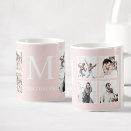 Anpassningsbar Photo Collage Personlig Rosa Kaffemugg