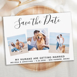 Anpassningsbar Photo Collage Pet Hund Bröllop Spara Datumet