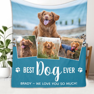 Anpassningsbar Photo Collage Pet HUND Modern 4 Bil Fleecefilt
