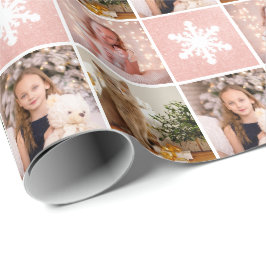 Anpassningsbar Photo Collage Ro Guld Snöflingor Presentpapper