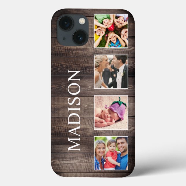Anpassningsbar Photo Collage Rustic Farmhouse Fami (Baksida)