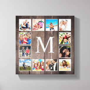 Anpassningsbar Photo Collage Rustic Farmhouse Fami Canvastryck