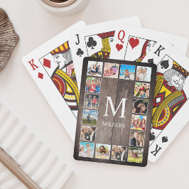 Anpassningsbar Photo Collage Rustic Farmhouse Fami Casinokort