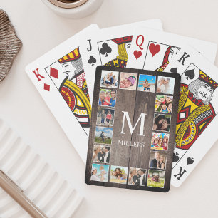 Anpassningsbar Photo Collage Rustic Farmhouse Fami Casinokort