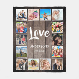 Anpassningsbar Photo Collage Rustic Farmhouse Fami Fleecefilt
