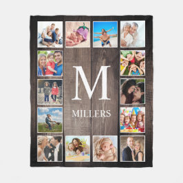 Anpassningsbar Photo Collage Rustic Farmhouse Fami Fleecefilt