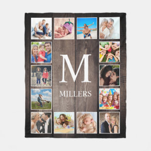 Anpassningsbar Photo Collage Rustic Farmhouse Fami Fleecefilt
