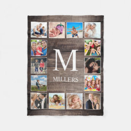 Anpassningsbar Photo Collage Rustic Farmhouse Fami Fleecefilt