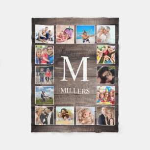 Anpassningsbar Photo Collage Rustic Farmhouse Fami Fleecefilt