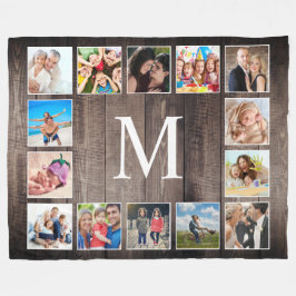 Anpassningsbar Photo Collage Rustic Farmhouse Fami Fleecefilt