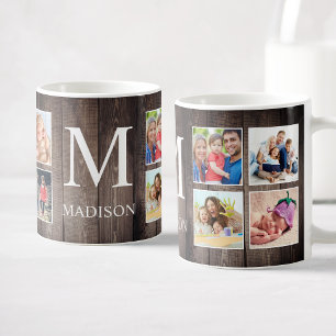Anpassningsbar Photo Collage Rustic Farmhouse Fami Kaffemugg