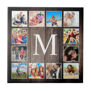Anpassningsbar Photo Collage Rustic Farmhouse Fami Kakelplatta