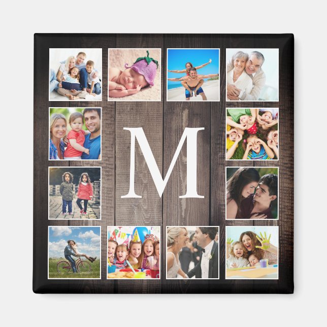 Anpassningsbar Photo Collage Rustic Farmhouse Fami Magnet (Framsidan)