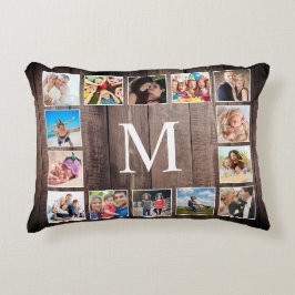 Anpassningsbar Photo Collage Rustic Farmhouse Fami Prydnadskudde