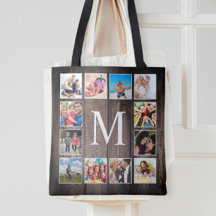 Anpassningsbar Photo Collage Rustic Farmhouse Fami Tygkasse