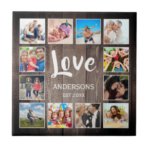 Anpassningsbar Photo Collage Rustic Farmhouse Kärl Kakelplatta