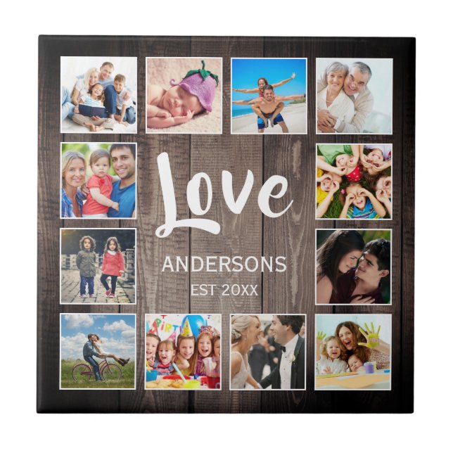 Anpassningsbar Photo Collage Rustic Farmhouse Kärl Kakelplatta (Framsidan)