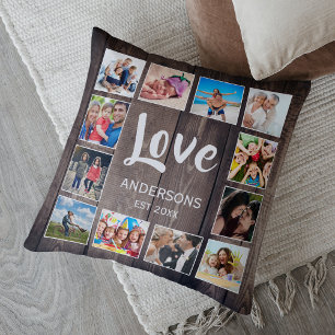 Anpassningsbar Photo Collage Rustic Farmhouse Kärl Kudde