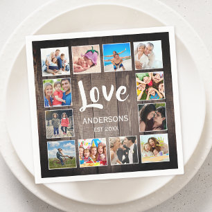 Anpassningsbar Photo Collage Rustic Farmhouse Kärl Pappersservett
