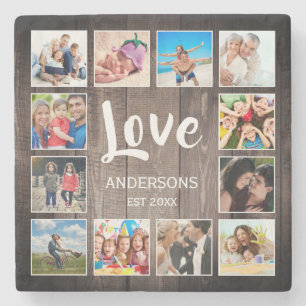 Anpassningsbar Photo Collage Rustic Farmhouse Kärl Stenunderlägg