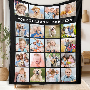 Anpassningsbar Photo Collage Simple Family 20 Bild Fleecefilt