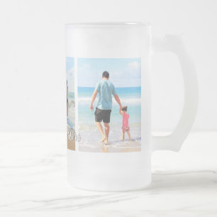 Anpassningsbar Photo Collage Text Glass Beer Mugg- Frostat Ölglas