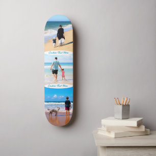 Anpassningsbar Photo Collage Text Skateboard dina 