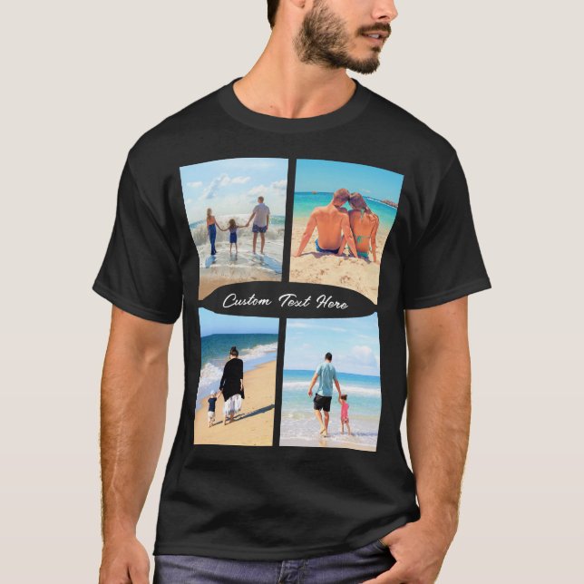 Anpassningsbar Photo Collage Text T-Shirt med foto (Framsida)