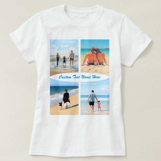 Anpassningsbar Photo Collage Text T-Shirt Your Pho (Design framsida)