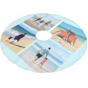 Anpassningsbar Photo Collage Träd Skirt Your Famil Julgransmatta Borstad Polyester