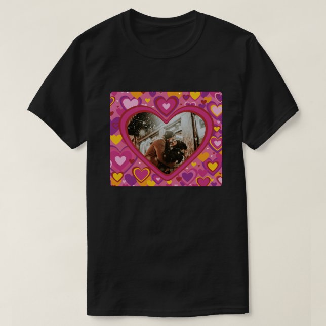 Anpassningsbar Photo Colorful Hearts Valentine's T T Shirt (Design framsida)