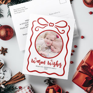 Anpassningsbar Photo Cute Hand plockade Red Ribbon Helg Vykort