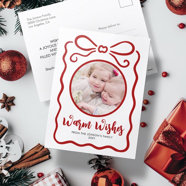 Anpassningsbar Photo Cute Hand plockade Red Ribbon Helg Vykort (Skapare uppladdad)