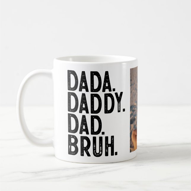 Anpassningsbar PHOTO DADA DADDY PAPPA BRUH FARS DA Kaffemugg (Vänster)