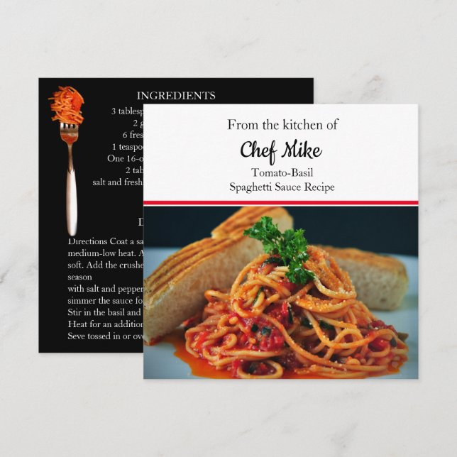 Anpassningsbar Photo Design Tomato Sauce-receptkor (Fram/baksida)