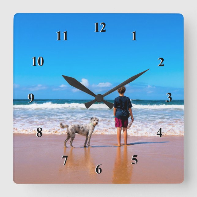 Anpassningsbar Photo - din egen design - i Kärlek  Fyrkantig Klocka (Framsida)