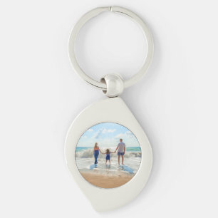 Anpassningsbar Photo - din egen design - Sommar Swirl Silverfärgad Nyckelring