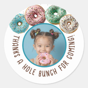 Anpassningsbar Photo Donut Birthday Tack Hål Bunch Runt Klistermärke