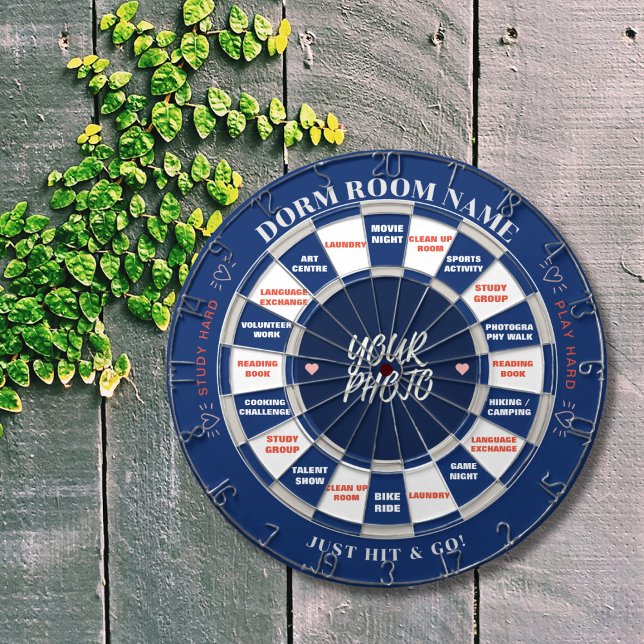 Anpassningsbar Photo Dorm Dartboard för aktivitets Darttavla (One dartboard serves two functions, you may play in traditional way, or use it for your weekend plan)