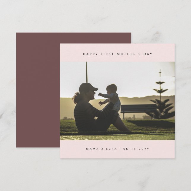 Anpassningsbar Photo Elegant First Mors dag Modern Kort (Fram/baksida)