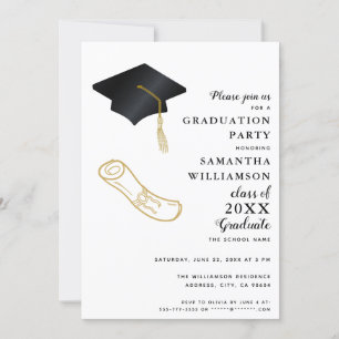Anpassningsbar Photo Elegant Modern Studenten Inbjudningar