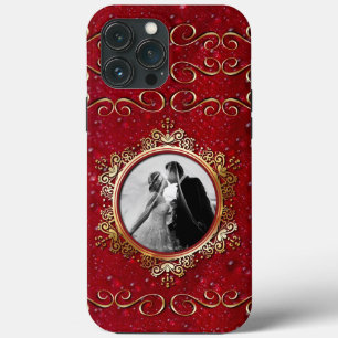 Anpassningsbar Photo Elegant Red Guld Ro droppar