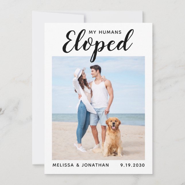 Anpassningsbar Photo Elopement Pet Hund Bröllop An Spara Datumet (Framsida)