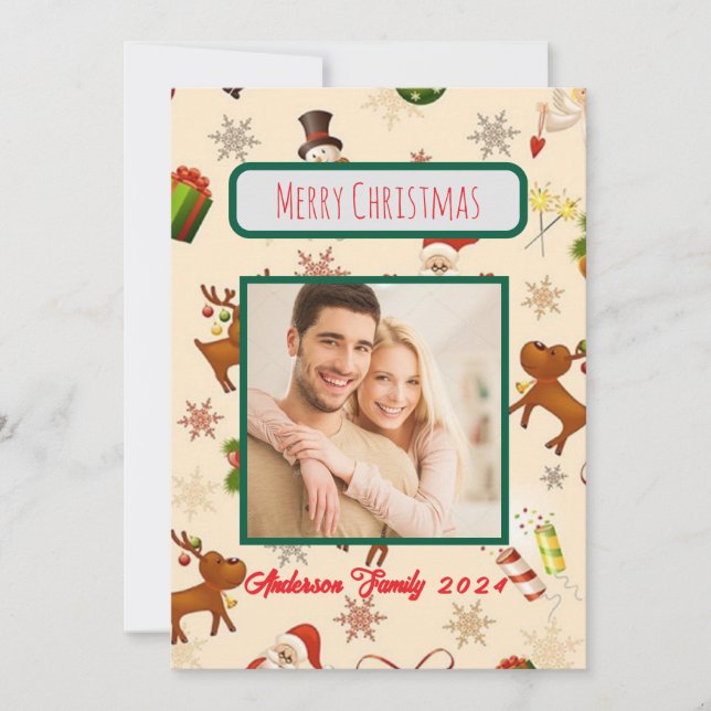 Anpassningsbar Photo Family-julkort Inbjudningar (Framsida)